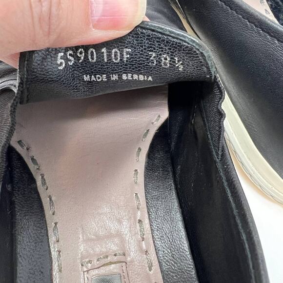 Miu Miu Loafers Women's 38.5 Black Leather Silver Toe Cap Slip On Luxury Shoes - Picture 16 of 16